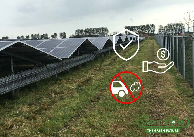 Autonoom Grasmaaien Zonnepark | Voordelen autonome maaimachine onder zonneparken | Geen uitstoot grasmaaien | Vector Machines
